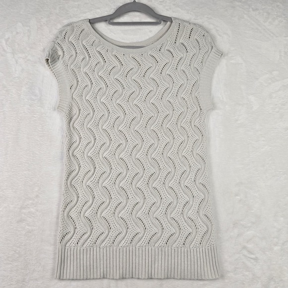 Tops - Loft Ann Taylor Cream Crochet Blouse Size XS Short Sleeve